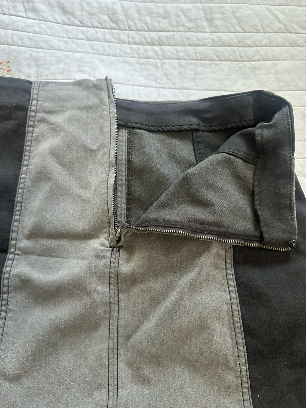 Free People Two-Tone Black and Gray Panel Mini Skirt